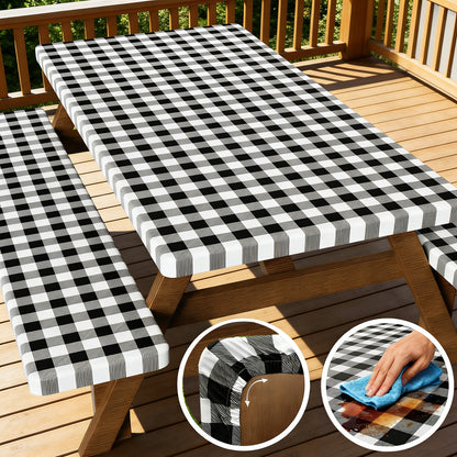 StowNCozy Picnic Table Cover Set — Fitted, Waterproof & Windproof