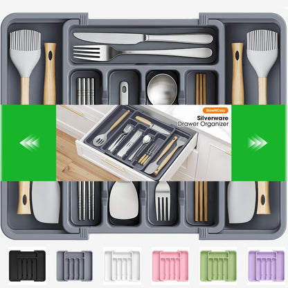 StowNCozy Adjustable & Expandable Silverware Organizer